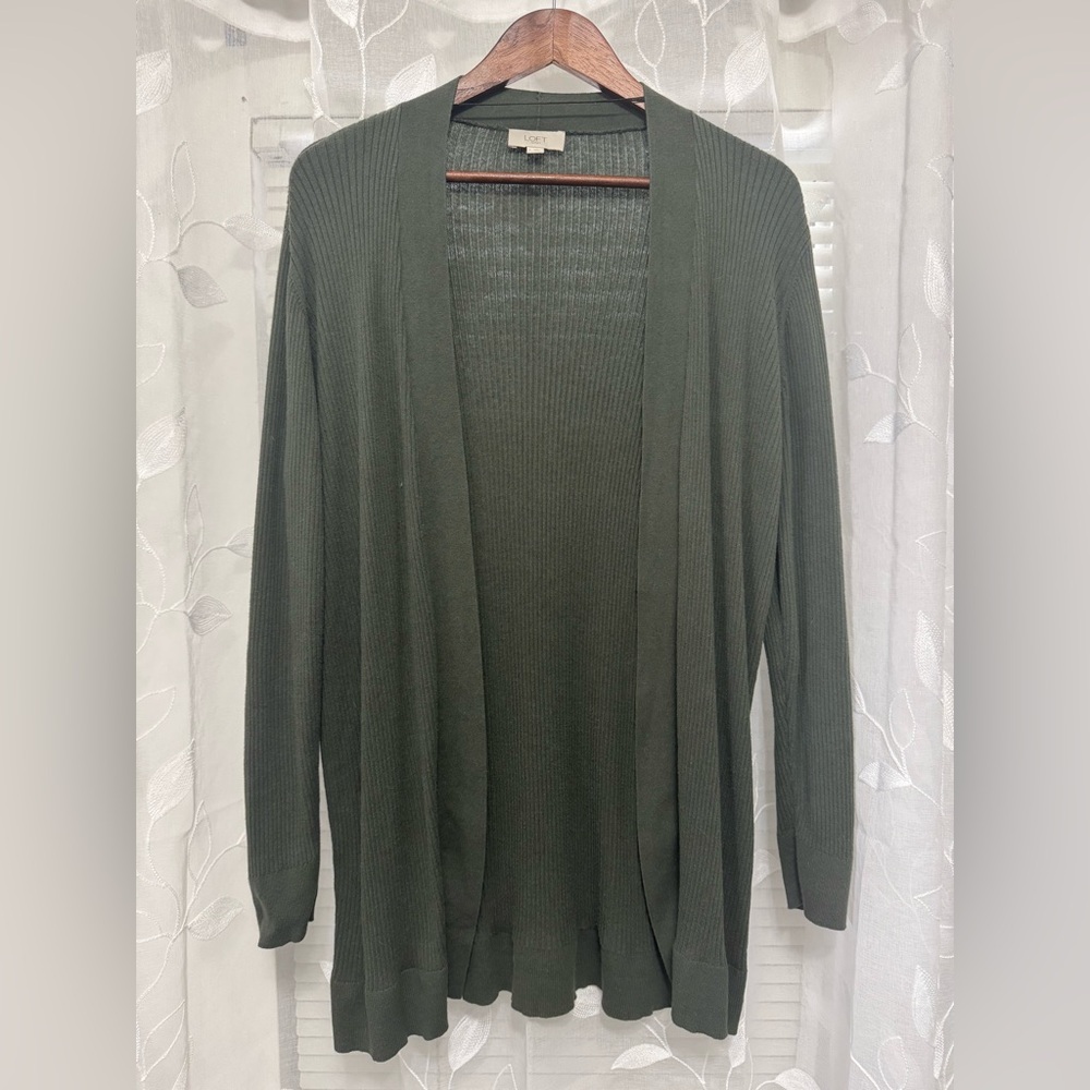 NWOT 100% Cotton LOFT Green Women's Cardigan